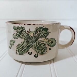 Vintage Retro Vegetable Stoneware Soup Mug | 70s 80s